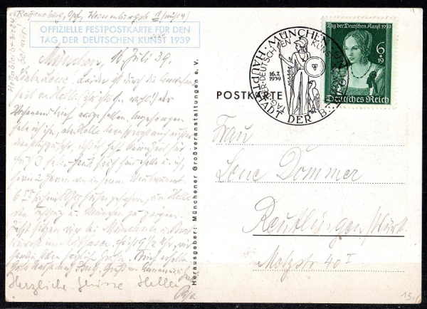 Propagandakarte Tag der deutschen Kunst.